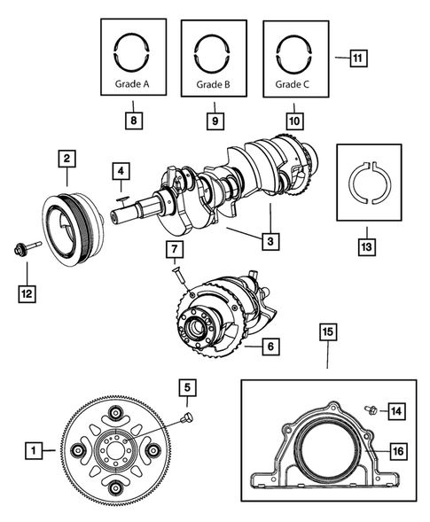 Crankshaft, Piston, Drive Plate, Flywheel, and Damper for 2009 Jeep Grand Cherokee #0