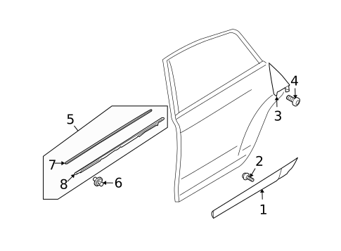 Exterior Trim - Rear Door for 2009 Audi A6 Quattro #0