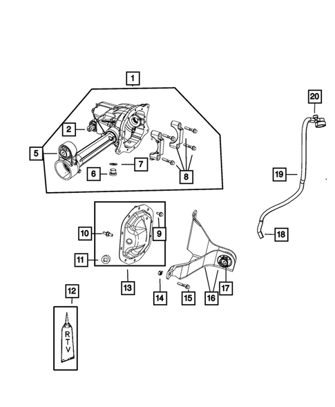 Front Axle;  Housing, Differential and Vent for 2009 Jeep Liberty #1