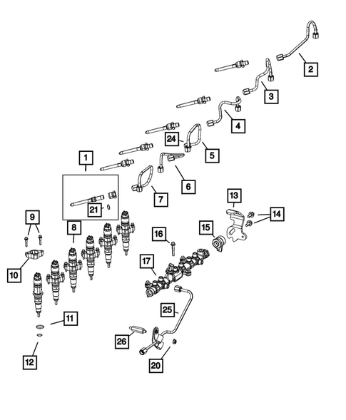 Fuel Rail and Injectors for 2023 Ram 2500 #1