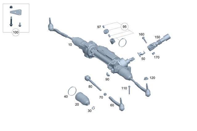 2134605302 - Steering: Steering Gear for Mercedes-Benz: C400, CLS450, CLS53 AMG, E300, E350, E400, E450, E53 AMG Image image