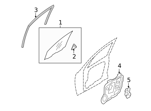 Glass - Front Door for 2015 Hyundai Equus #0