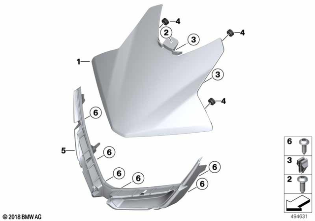 46638566833 - : Headlight Trim, Bottom for BMW-Motorrad Image