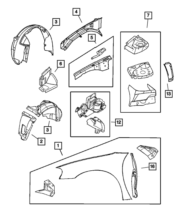 5018849AB - Body Sheet Metal Except Doors: Front Fender, Left for Mopar Image