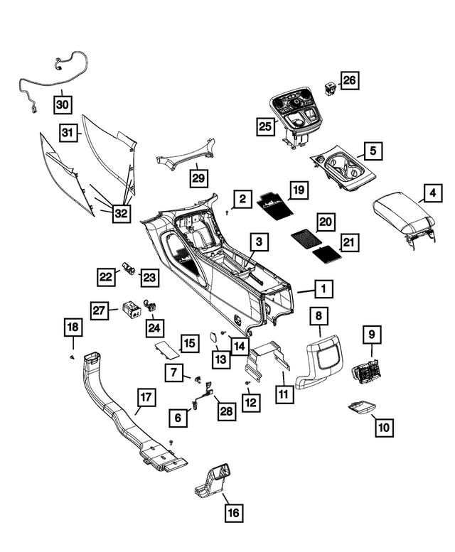 68104398AA - Interior Trim: Floor Console Bracket for Mopar Image image