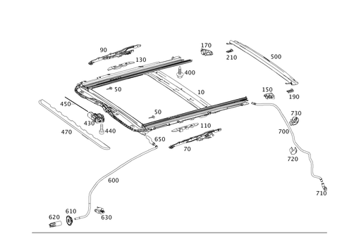 Tilting/Sliding Roof Frame for 2010 Mercedes-Benz C350 #0