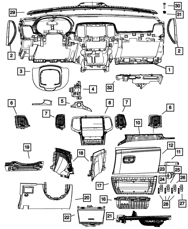 1GG64HL1AF - Interior Trim: Instrument Panel Cover, Right for Mopar Image