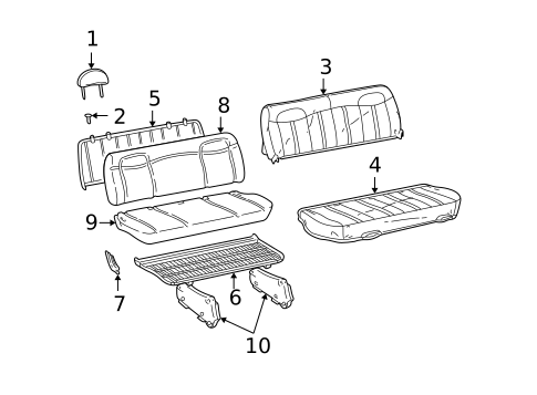 Rear Seat Components for 1996 Chevrolet Express 3500 #0