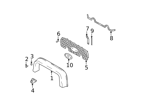 Grille & Components for 2004 Hyundai Santa Fe #0