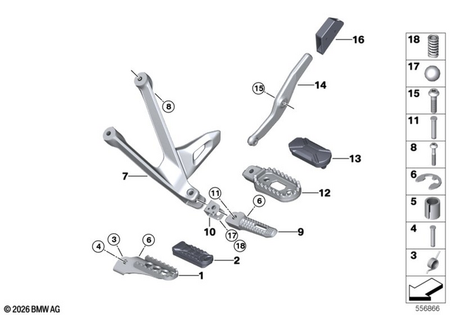 46715A76026 - Frame and Mounting Parts: Driver Footrest Right -  for BMW-Motorrad Image