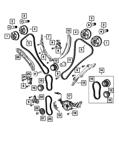 Timing Belt/Chain and Cover and Balance Shaft for 2018 Jeep