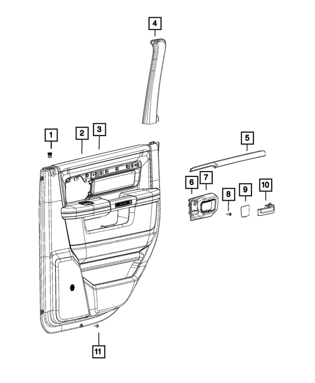 1VY521X9AG - Interior Trim: Rear Door Trim Panel, Right for Mopar Image