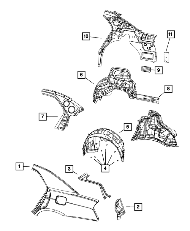 68437513AC - Body Sheet Metal Except Doors: Body Side Aperture Outer Panel, Left for Mopar Image