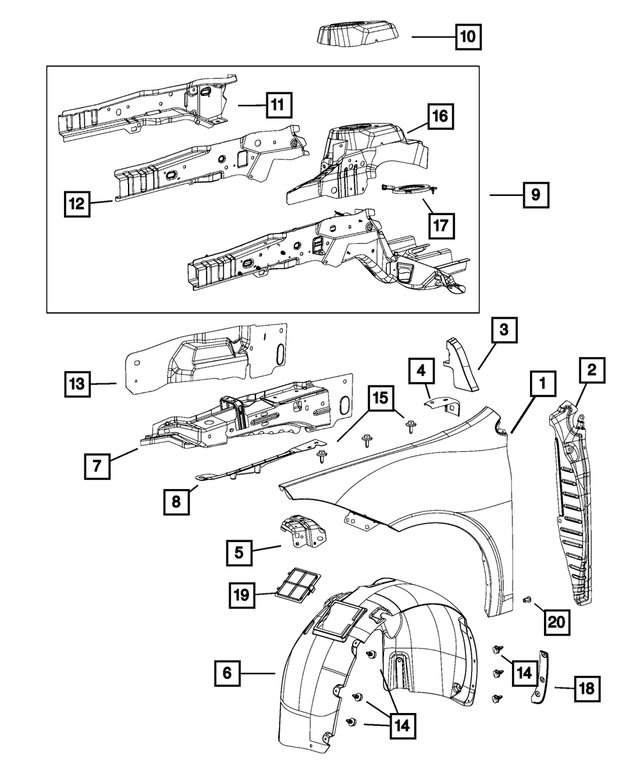 68082973AC - Body Sheet Metal Except Doors: Fender Panel, Left for Mopar Image