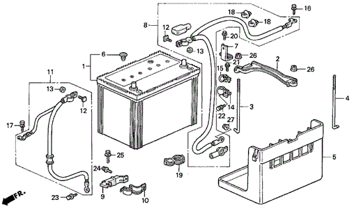 Battery - Battery Cable for 1993 Honda Prelude #0