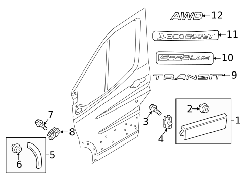 Exterior Trim - Front Door for 2019 Ford Transit-150 #0