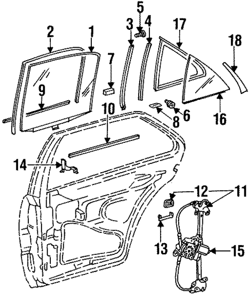 Glass - Rear Door for 1993 Mercedes-Benz 400 SEL #0
