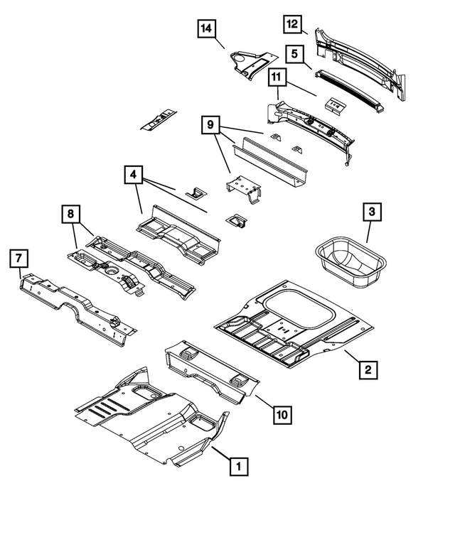 5178062AA - Body Sheet Metal Except Doors: Center Floor Pan for Mopar Image