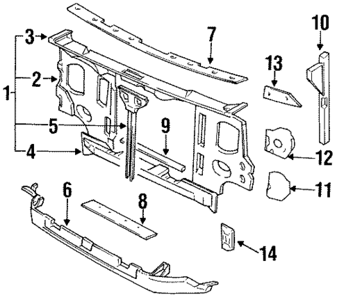 Radiator Support for 1997 Nissan Pickup #0