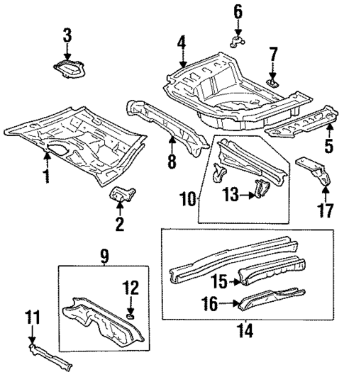 Rear Floor & Rails for 1996 Toyota Paseo #0