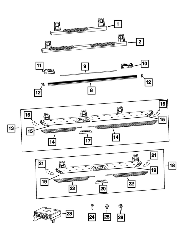 68509088AA - Exterior Ornamentation: Running Board Step Pad for Mopar Image