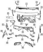 55112951AC - Body Sheet Metal Except Doors: Cowl Side Trim Panel, Left for Mopar Image