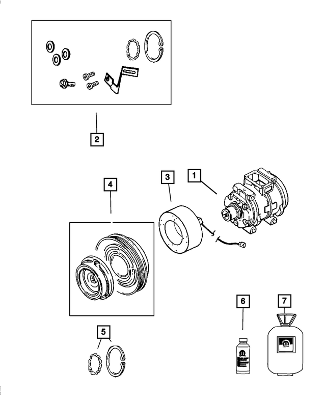 68032119AA - Air Conditioners and Heaters: A/c Compressor Clutch Overhaul Kit for Chrysler: 300, Aspen, Town &amp; Country | Dodge: Challenger, Charger, Durango, Grand Caravan, Ram 1500, Ram 2500, Ram 3500 | Jeep: Commander, Grand Cherokee | Ram: 1500, 2500, 3500 Image