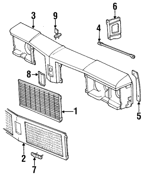 Grille & Components for 1990 Oldsmobile Custom Cruiser #0