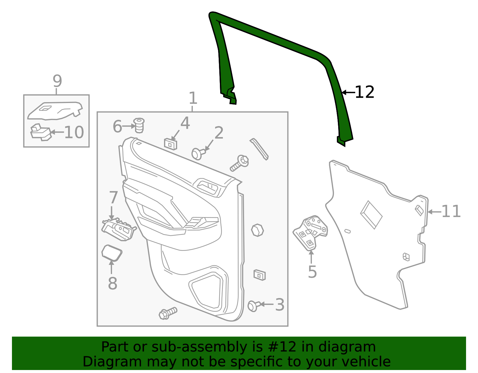 2015-2020 GM Passenger Side Rear Door Window Garnish Molding 22772905 ...
