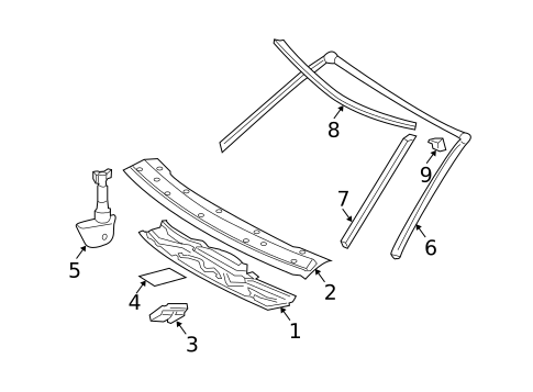 Windshield Header & Components for 2008 Mercedes-Benz CLK63 AMG #0