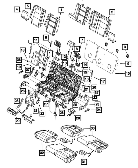 Rear Seats - Second Row for 2017 Jeep Grand Cherokee #12