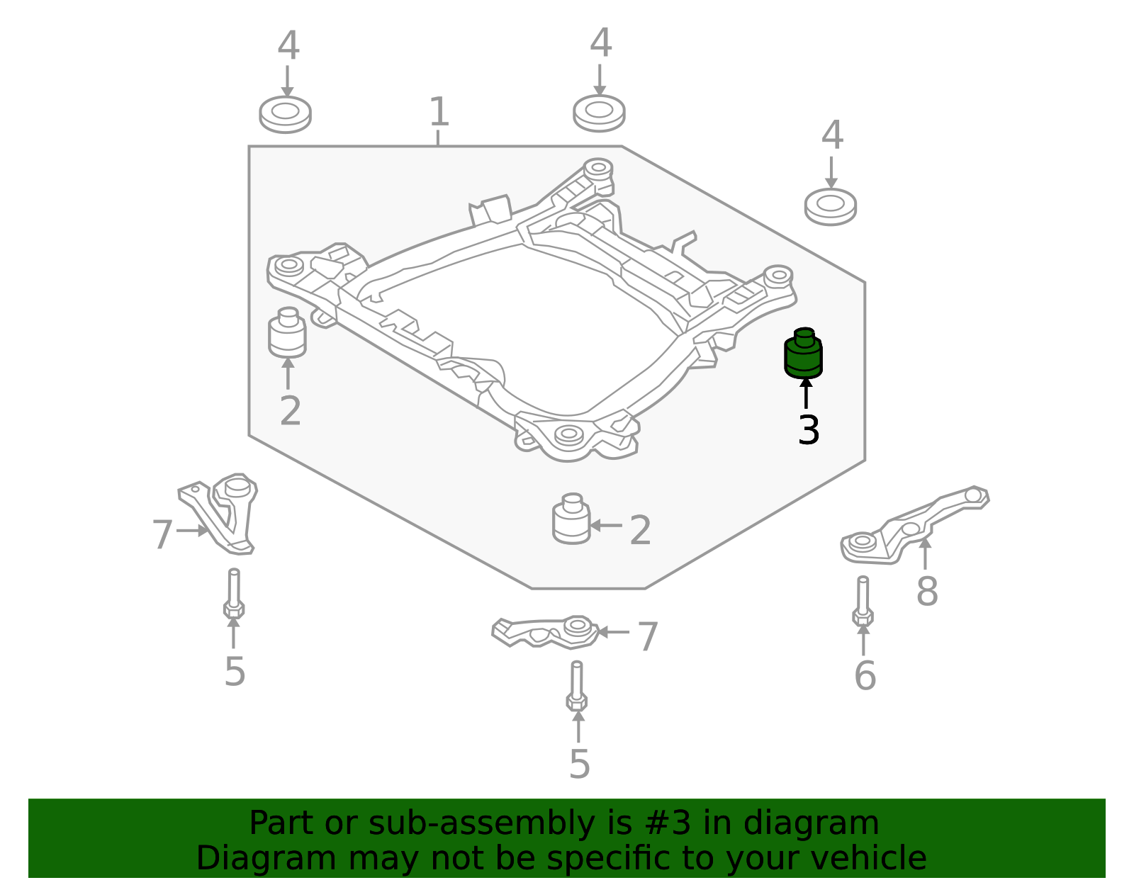 2007-2008 Hyundai Entourage Engine Cradle Rear Bushing 62416-4D000 ...