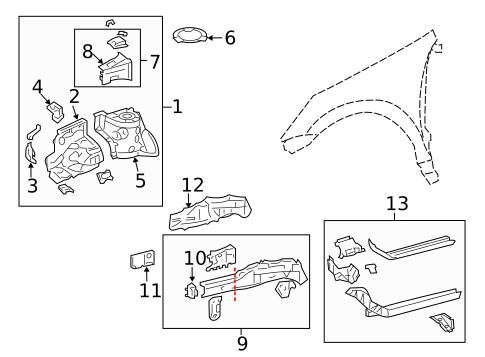Structural Components & Rails for 2009 Toyota Matrix #0