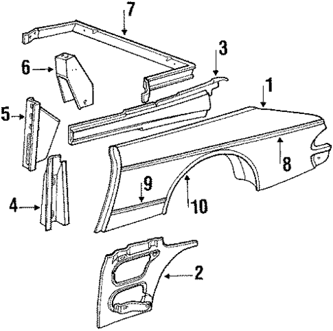 Quarter Panel & Components for 1991 Saab 900 #2