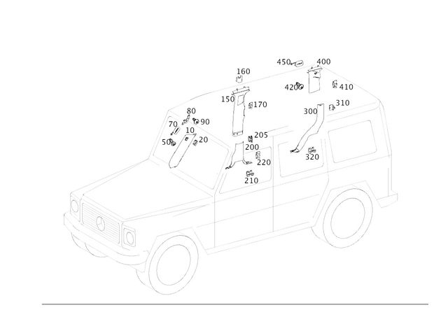 4636907800 - Covering and Lining: Trim, a-Pillar for Mercedes-Benz: G500, G550, G580, G63 4x4 Squared AMG, G63 AMG Image image