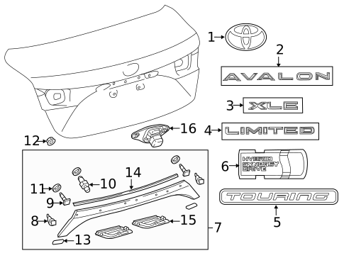 Exterior Trim - Trunk for 2016 Toyota Avalon #0