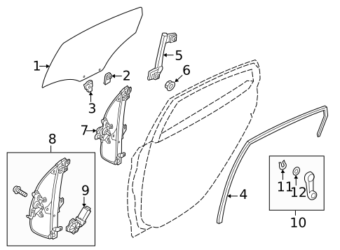 Glass - Rear Door for 2014 Hyundai Accent #0