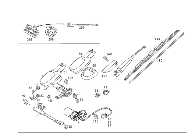 1248204344 - Electrical System: Wiper Arm for Mercedes-Benz: 200, 200D, 260E, 280E, 300CE, 300D, 300E, 300TE, 400E, 500E, C220, C230, C280, C43 AMG, CLK430 Image image