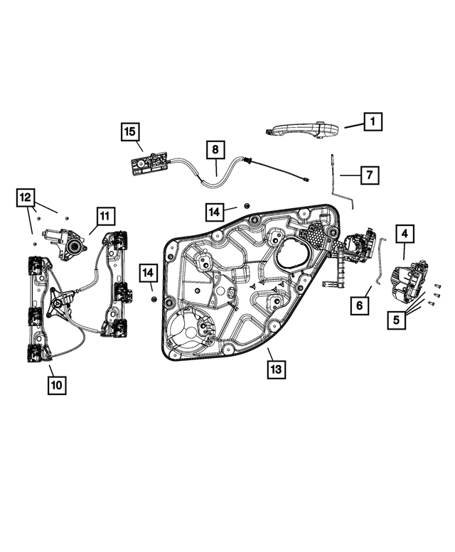 1SP27JRMAC - Doors, Door Mirrors and Related Parts: Exterior Door Handle, Left for Mopar Image