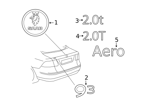 Exterior Trim - Trunk for 2007 Saab 9-3 #1