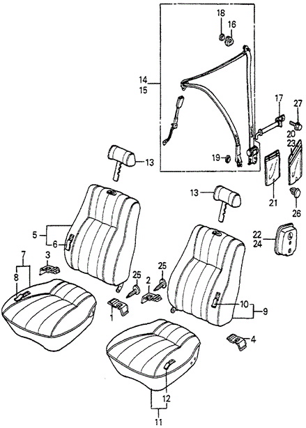 Front Seat - Seat Belt for 1984 Honda Accord #0