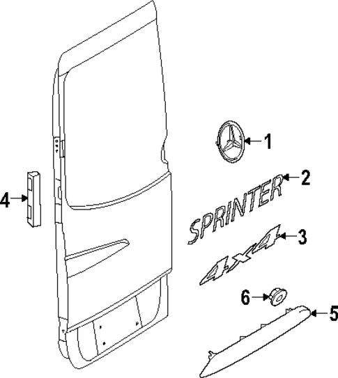 Exterior Trim - Rear Door for 2021 Mercedes-Benz Sprinter 1500 #0