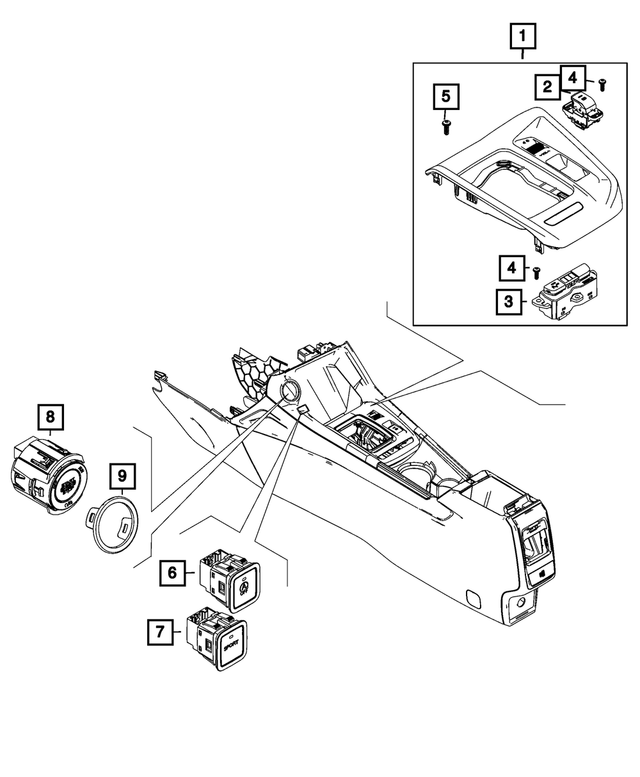 7QY73LXHAA - Electrical: Center Console Bezel for Mopar Image