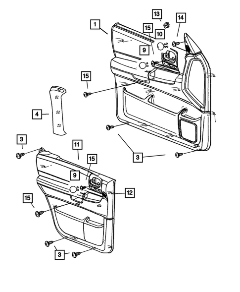 Door Trim Panels, Front and Rear for 2001 Dodge Durango #0