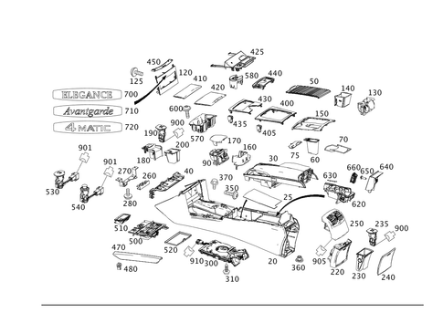 Housing with Stowage Tray, Armrest and Ashtray for 2011 Mercedes-Benz E550 #0