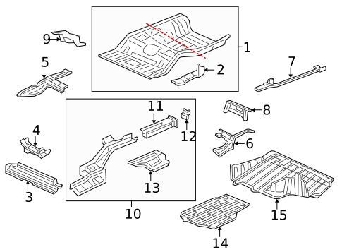 Rear Floor & Rails for 2013 Honda Civic #2