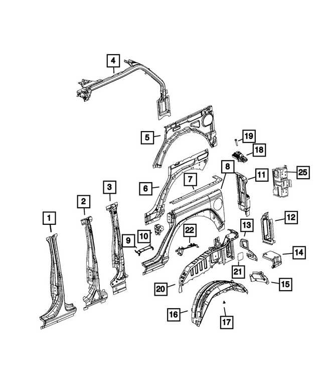 68564879AE - Body Sheet Metal Except Doors: Sport Bar, Left for Mopar Image