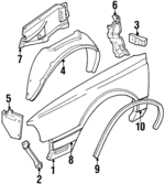 25512754 - Body: Fender Rear Bracket for Buick: Electra, LeSabre | Oldsmobile: Delta 88 | Pontiac: Bonneville Image