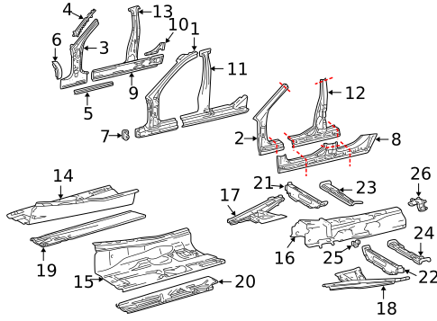 Center Pillar & Rocker for 2002 Mercedes-Benz C240 #0