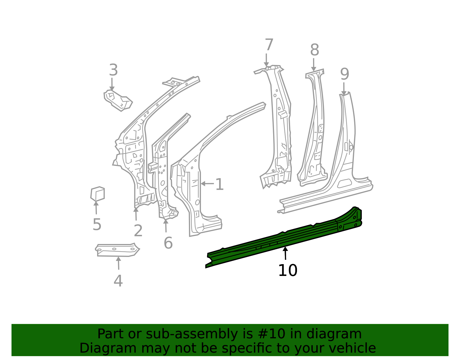 2007-2012 Toyota Yaris Rocker Panel 61403-52170 | Toyota Parts Express